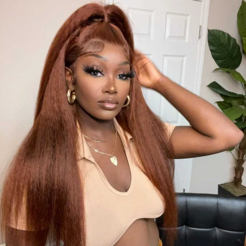 Human hair wig Yaki Straight 