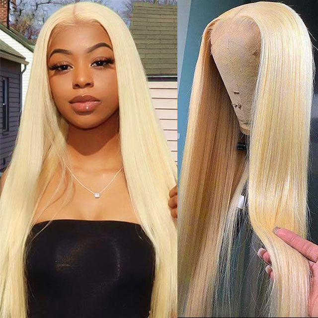 Straight Blonde 613 Color Wig 4*4 Lace Front Closure Wig 180% Density - arabellahair.com