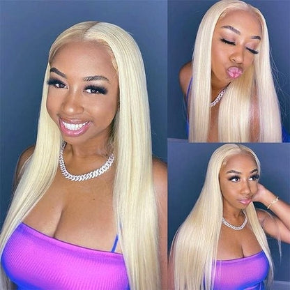 Straight Blonde 613 Color Wig 4*4 Lace Front Closure Wig 180% Density - arabellahair.com