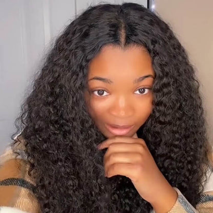 Deep Curly V Part Wig Beginner Friendly Natural Scalp Curly Human Hair Without Leave Out Upgrade U part Wig Glueless 0 Skill Needed - arabellahair.com