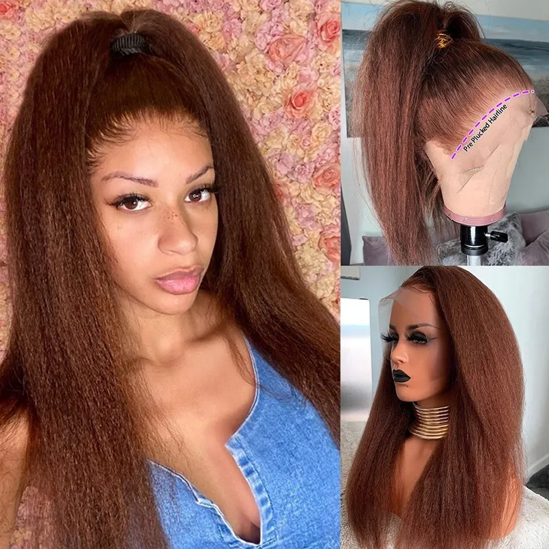 Human hair wig Yaki Straight 