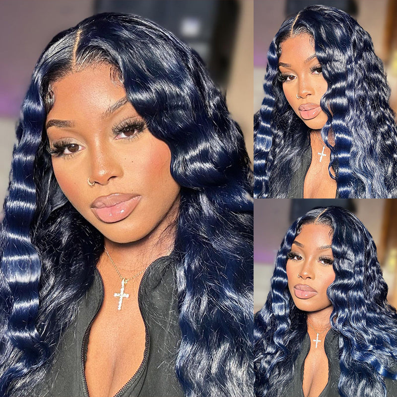 [PRE-SALE] Dark Silver Blue Wig Colored Wig Straight 5x5/13x4 Transparent Lace Wig Human Hair Wigs Free Part