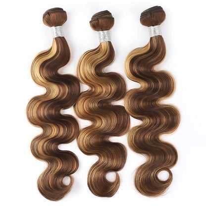 P4/27 Highlight Body Wave Hair Bundles With Closure 3 Bundles with 4*4 HD Lace Closure - arabellahair.com