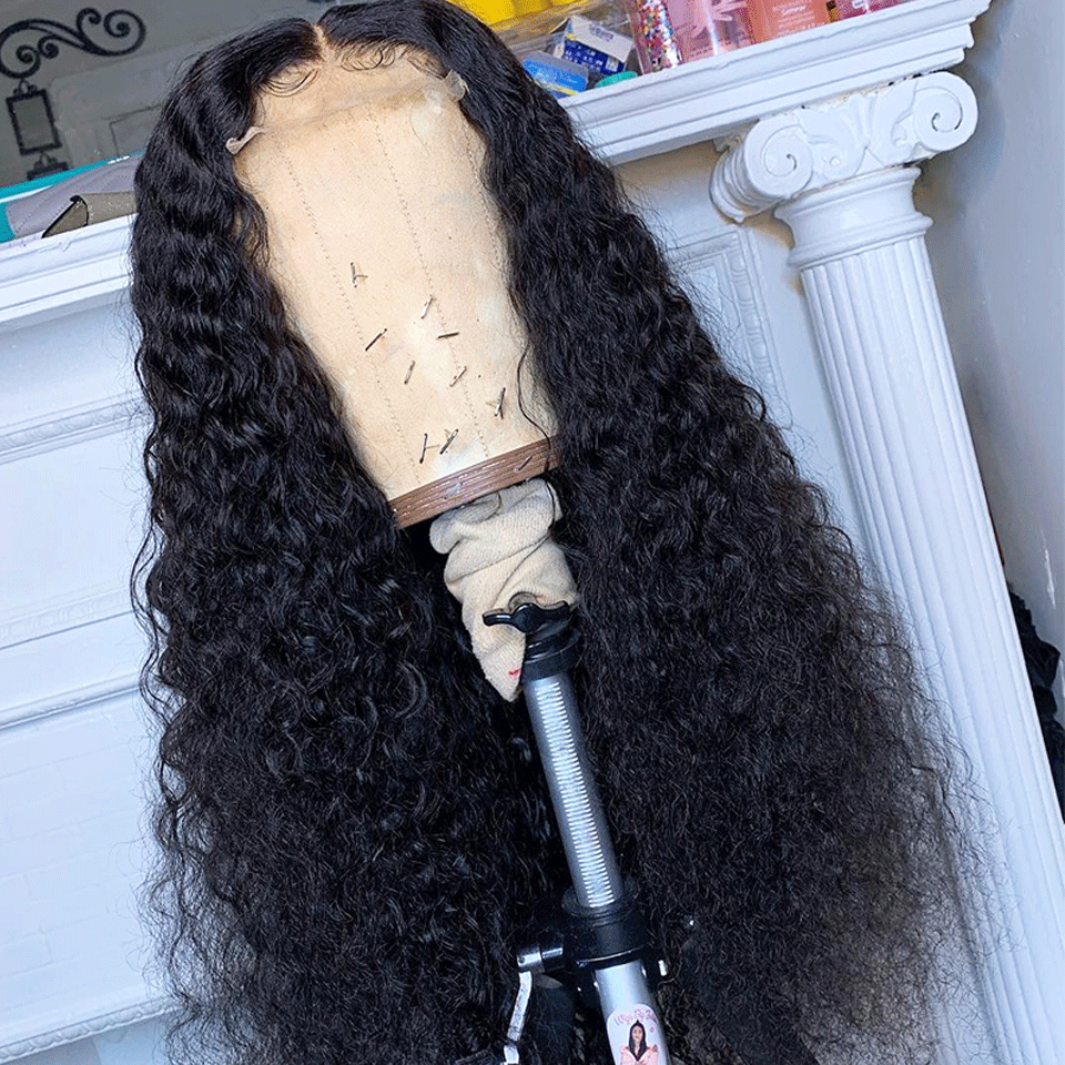 Jerry Curly Wave 4*4 lace Wig 180% Density Wavy Human Hair Wig - arabellahair.com