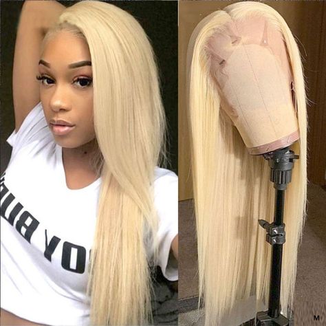 Human hair wig Straight 4*4 Lace Blonde 613 Color Wig Glueless Closure Wig 180% Density Human Hair Wigs - arabellahair.com