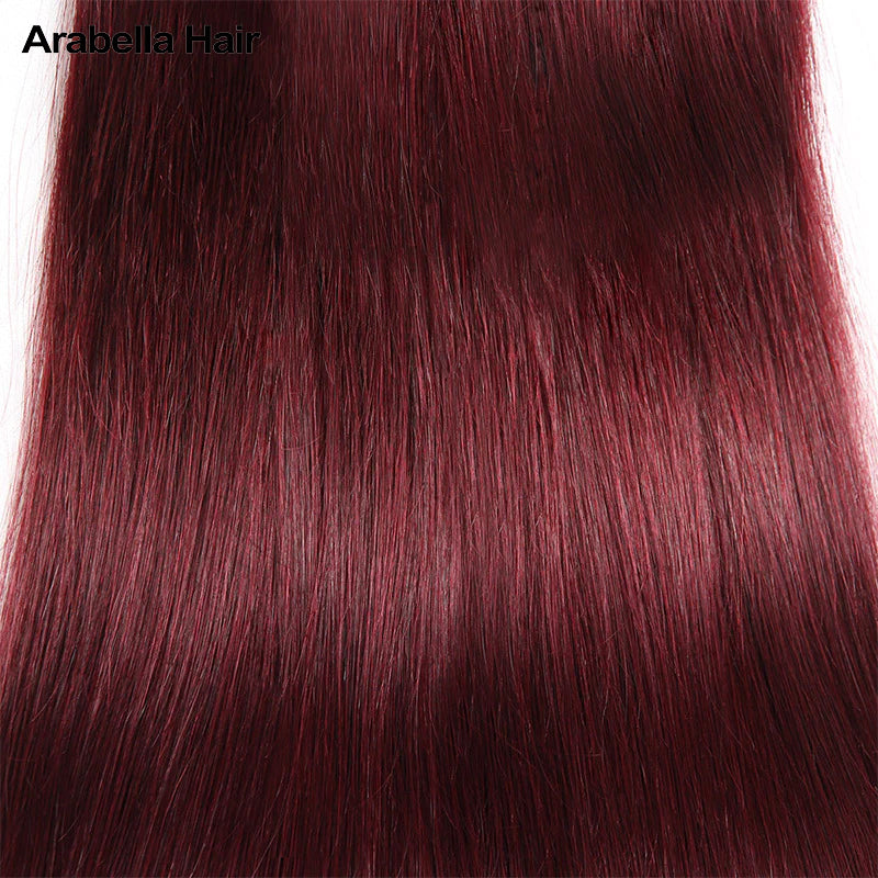{12A 3Pcs} Burgundy 99J Red Colored Virgin Body Wave 3 Bundles Human