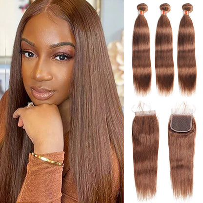 {12A 3Pcs+Closure} Dark Brown 