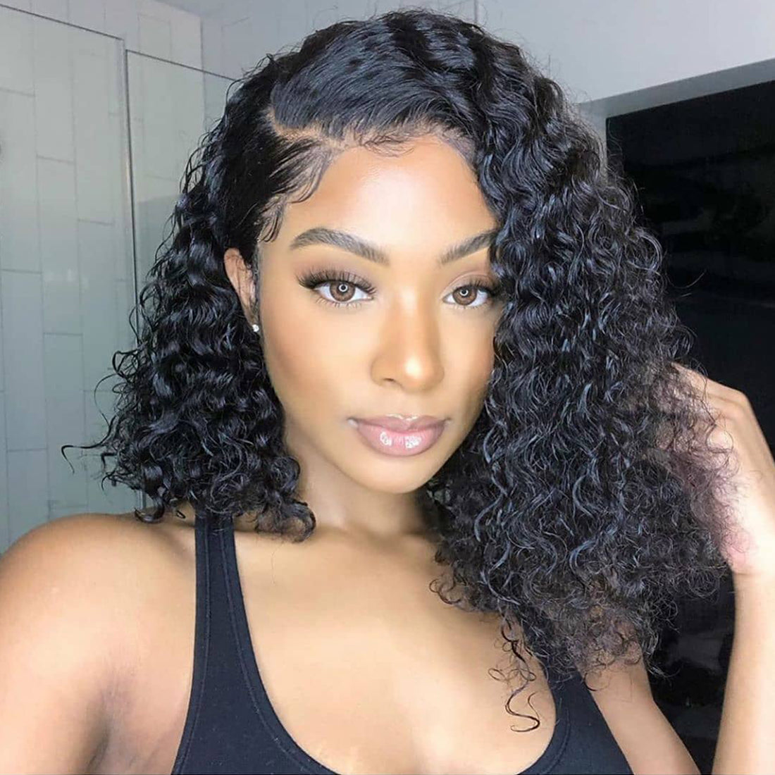 13*6/13*4 Inch Deep Wave Lace Frontal Short Cut  Wig Human Hair Bob Wig 210% Density Upgraded Transparent Lace - arabellahair.com