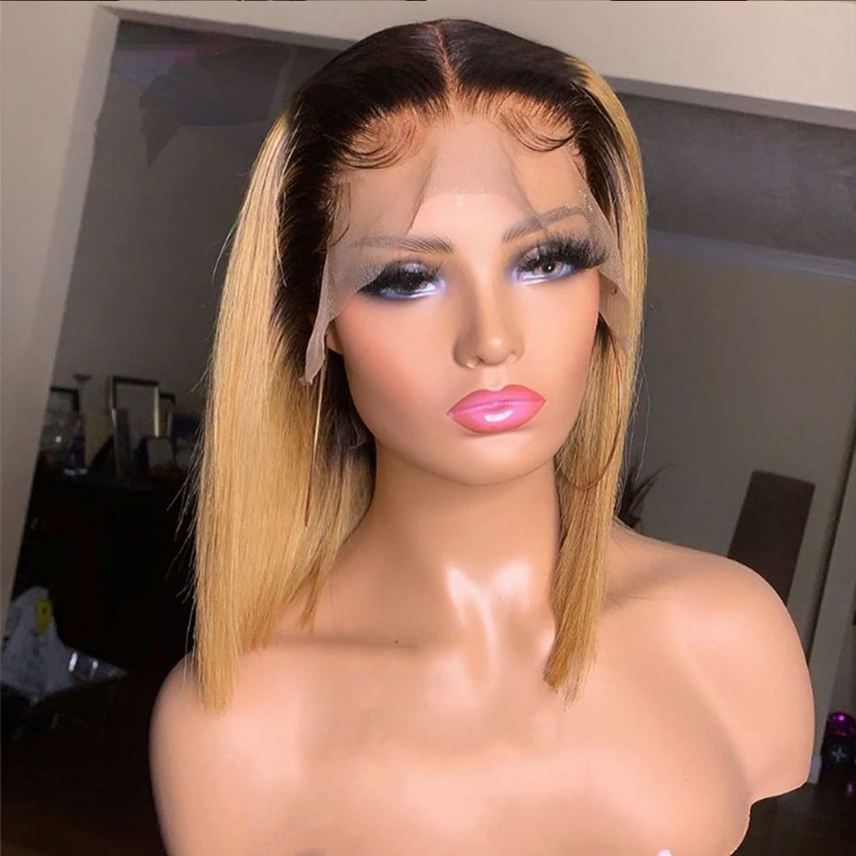 Summer Style Breathable Human Hair Bob Wigs 13*4 Inch Lace Front Wig Ombre T1b/30 Color Wig - arabellahair.com