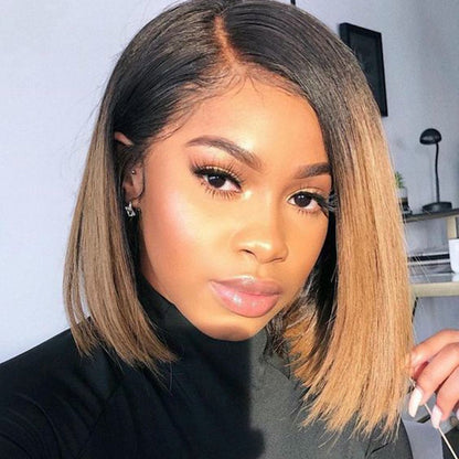Summer Style Breathable Human Hair Bob Wigs 13*4 Inch Lace Front Wig Ombre T1b/30 Color Wig - arabellahair.com