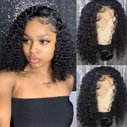 69.9 Clearance Sale --2 Days Express Shipping15A Water Wave 13*4 Lace Frontal Bob Human Hair Wig No Code Needed - arabellahair.com
