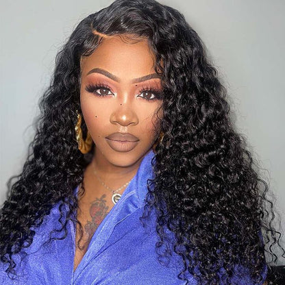 Human hair wig Real Glueless Wig HD 5x5 Lace Closure Wigs Jerry Curly Glueless Wig Pre Plucked 180% Density Natual Black - arabellahair.com