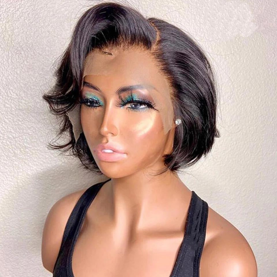 Pixie Cut Straight Human Hair Wigs PrePlucked Wig Cardi B Style Remy Brazilian Hair Glueless Short Bob Wigs - arabellahair.com