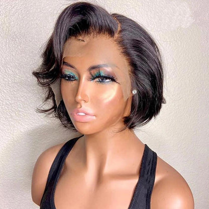 Pixie Cut Straight Human Hair Wigs PrePlucked Wig Cardi B Style Remy Brazilian Hair Glueless Short Bob Wigs - arabellahair.com