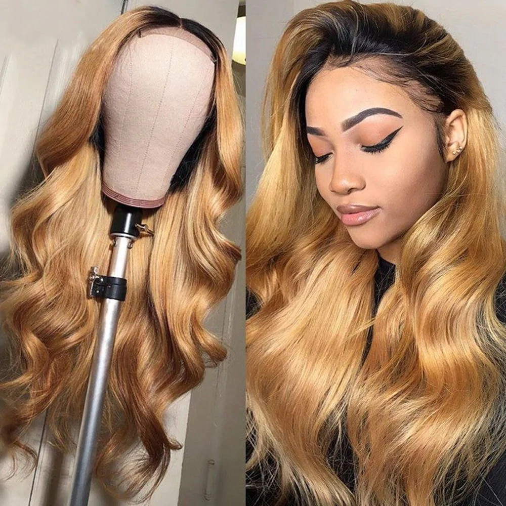 Human hair wig 1B27 Ombre Color Wig 13*4/4*4 Transparent Lace Frontal Wig Human Hair Fashion Style 180% Density - arabellahair.com