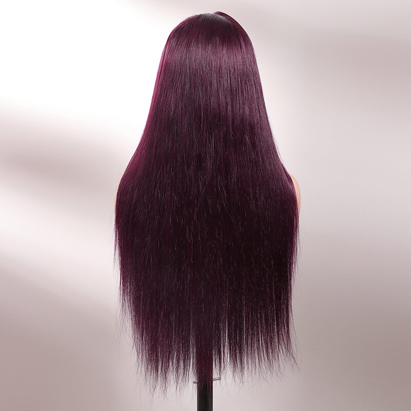 Dark Purple Plum Color Wigs Straight 5x5/13x4 Transparent Lace Frontal Wigs Human Hair Wigs Preplucked