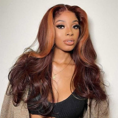 Money Piece Highlight 13x4 Lace Front Wigs Human Hair Body Wave Color Wig