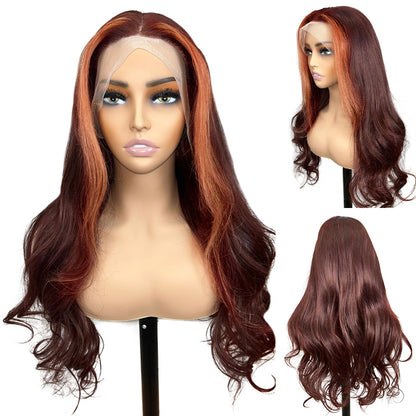 Money Piece Highlight 13x4 Lace Front Wigs Human Hair Body Wave Color Wig