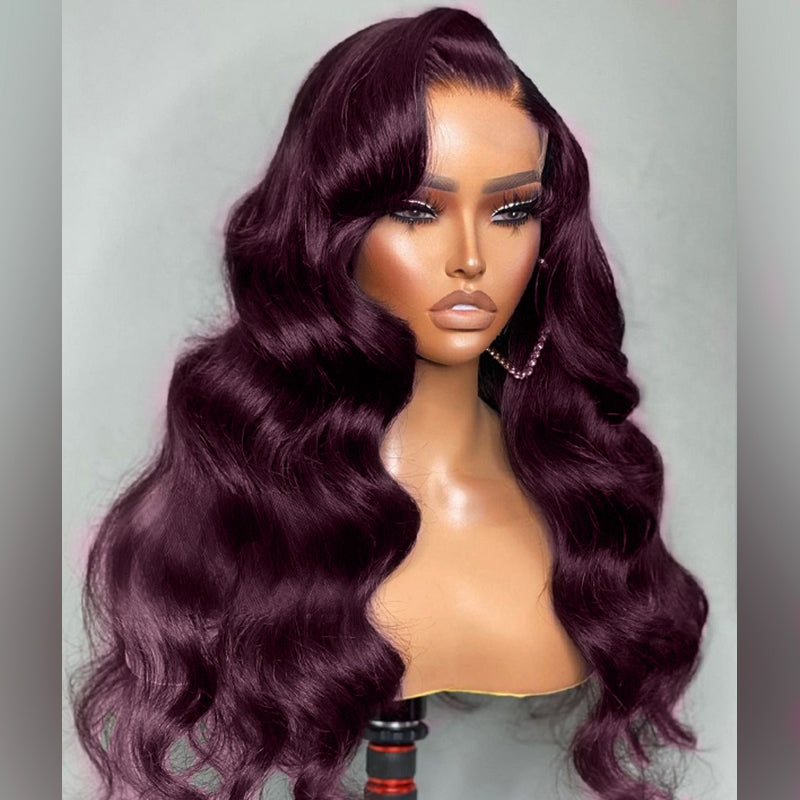 New Arrival Dark Purple Plum Color Wigs Body Wave 5x5/13x4 Transparent Lace Frontal Wigs Human Hair Wigs Preplucked