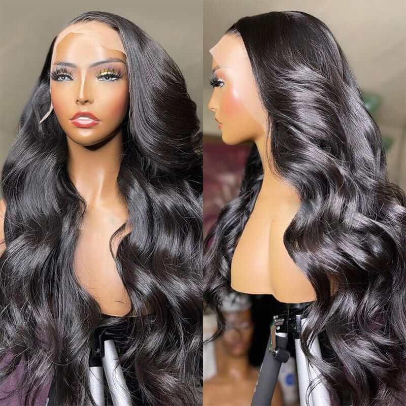 Long Body Wave Free Part Natural Black 13*6 Inch Lace Frontal Wig 210% Density Human Hair Wig - arabellahair.com