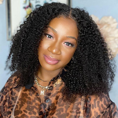 Deep Curly V Part Wig Beginner Friendly Natural Scalp Curly Human Hair Without Leave Out Upgrade U part Wig Glueless 0 Skill Needed - arabellahair.com