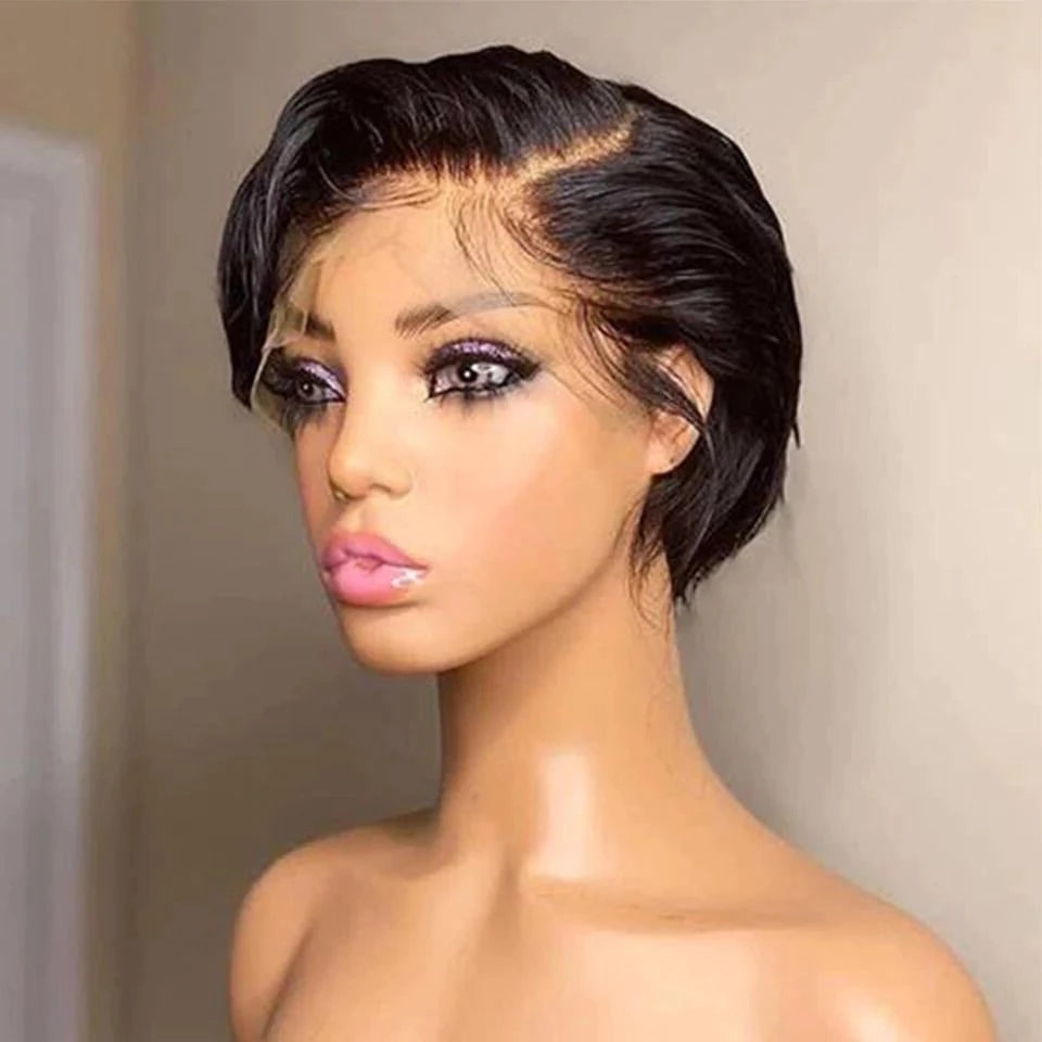 Pixie Cut Straight Human Hair Wigs PrePlucked Wig Cardi B Style Remy Brazilian Hair Glueless Short Bob Wigs - arabellahair.com