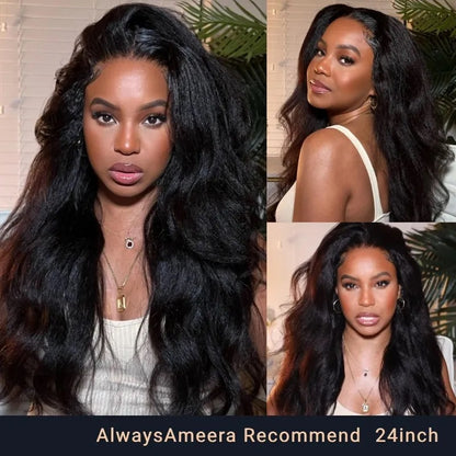 Yaki Straight Natural Black 13x4 Lace Front Human Hair Wigs Free Part