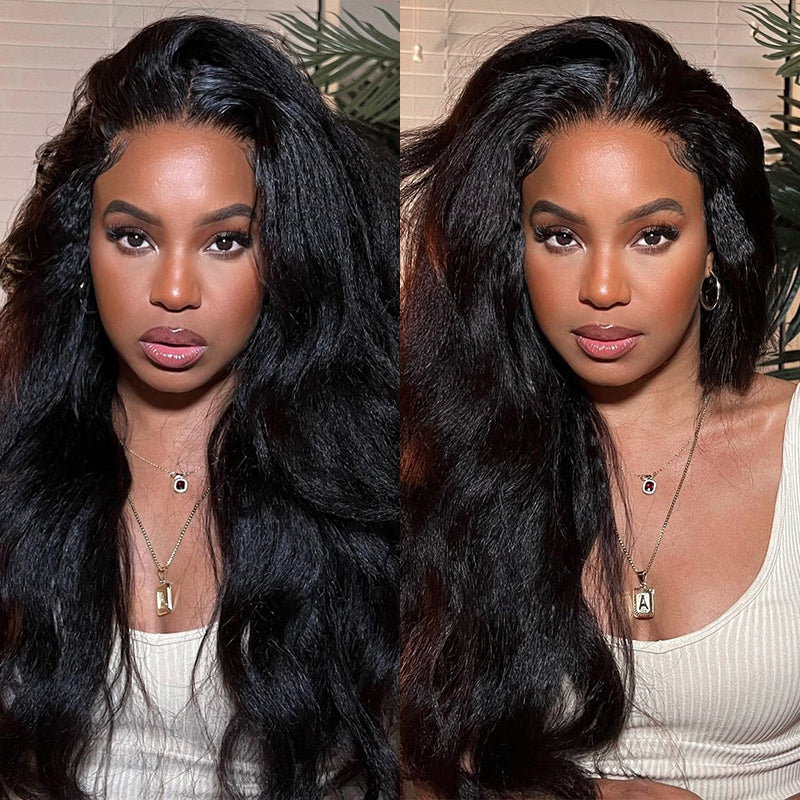 Human hair wig AlwaysAmeera Recommend HD Lace Frontal Kinky Straight 13x4 Lace Human Hair Wigs Natural Black Free Part Wig - arabellahair.com