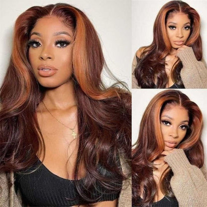 Money Piece Highlight 13x4 Lace Front Wigs Human Hair Body Wave Color Wig