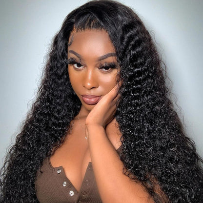 Undetectable Transparent Lace Human Hair Wigs 13*4 Glueless Lace Frontal Wig Jerry Curly 180% Density - arabellahair.com