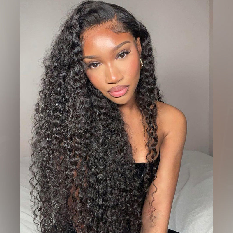 Jerry Curly 13x6 Lace Frontal Wig With Baby Hair Natural Black Human Hair Wig Free Part