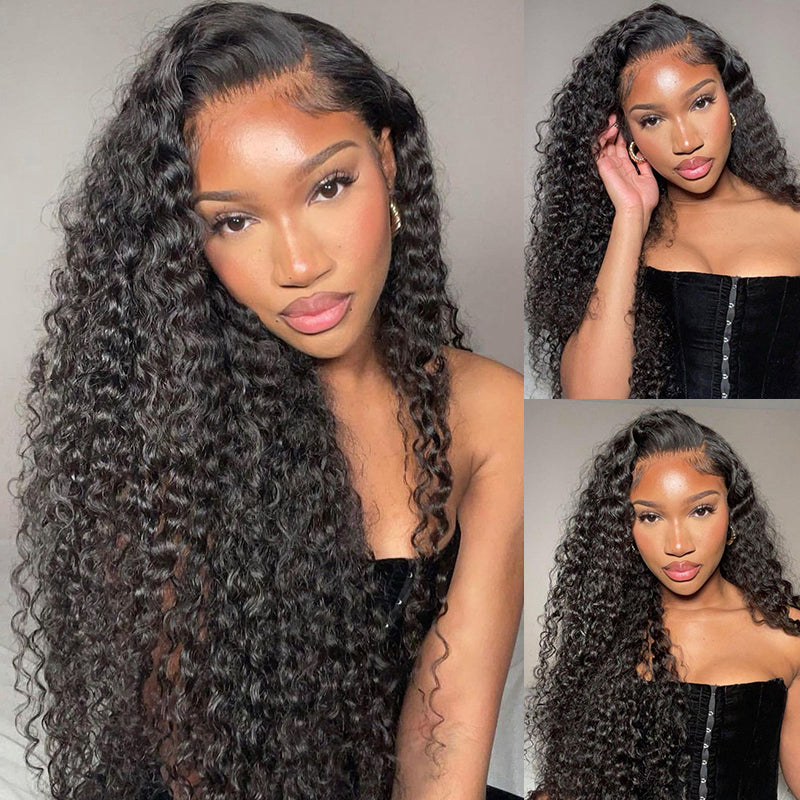 13x6 Lace Frontal Jerry Curly Natural Black Wig with Baby Hair Free Part Human Hair Wig - Arabella Hair