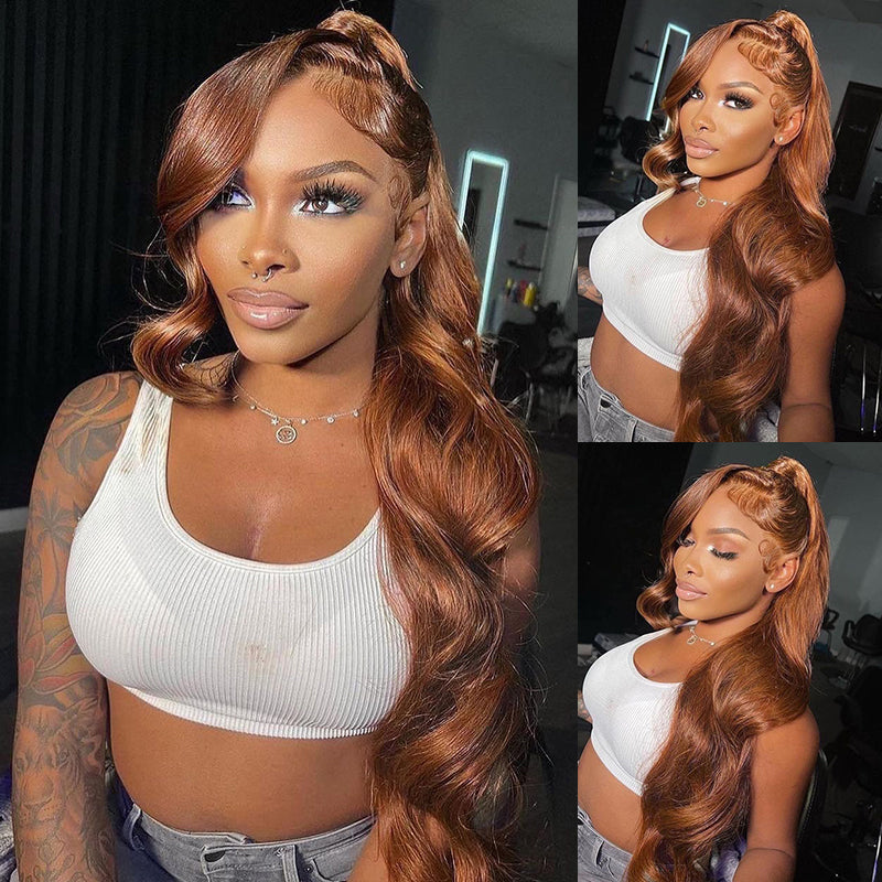 Chestnut Dark Brown Color Wig 13x6 Lace Front Wig Body Wave Human Hair Free Part