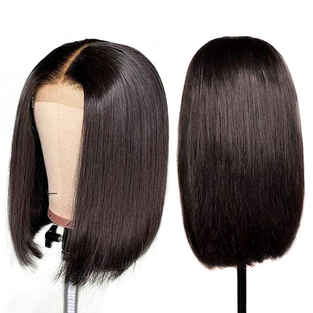 15A Double Drawn Bob Wig T Part Lace Frontal Human Hair Wig Middle Part Side Part Wig - arabellahair.com