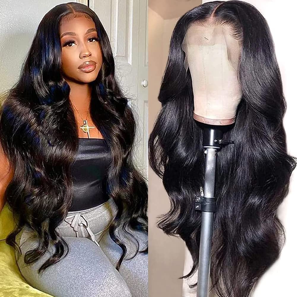40&quot; Long Length Hair 13x4 Lace Front Wig Extra Long Human Hair Wigs Natural Black Straight Hair Body Wave