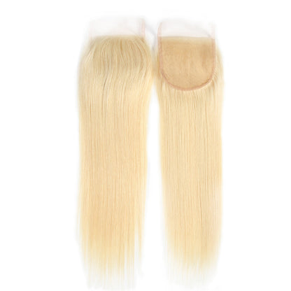 613 Blonde Hair, 3 Bundles Straight Hair Weaves  With 4*4 Lace Closure - arabellahair.com