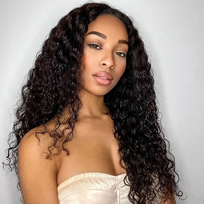 $99.9 16&quot; Deep Wave 5*5 Lace Closure Human Hair Wig Natual Black - arabellahair.com