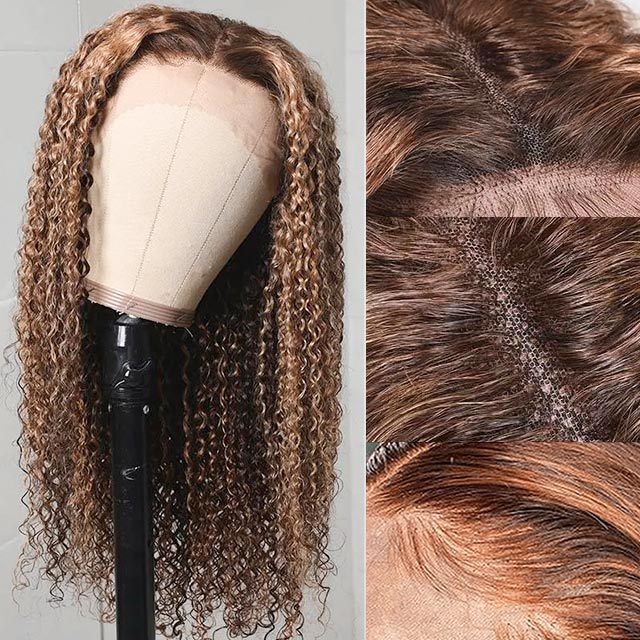 30&quot; Deep Wave Wig Honey Blonde Piano Highlights Color 13*4/13*6 Lace Front 180%/250% Density  Human Hair Wigs Free Part - arabellahair.com