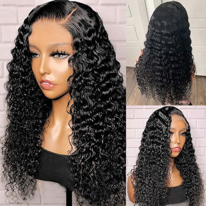 $99.9 16&quot; Deep Wave 5*5 Lace Closure Human Hair Wig Natual Black - arabellahair.com