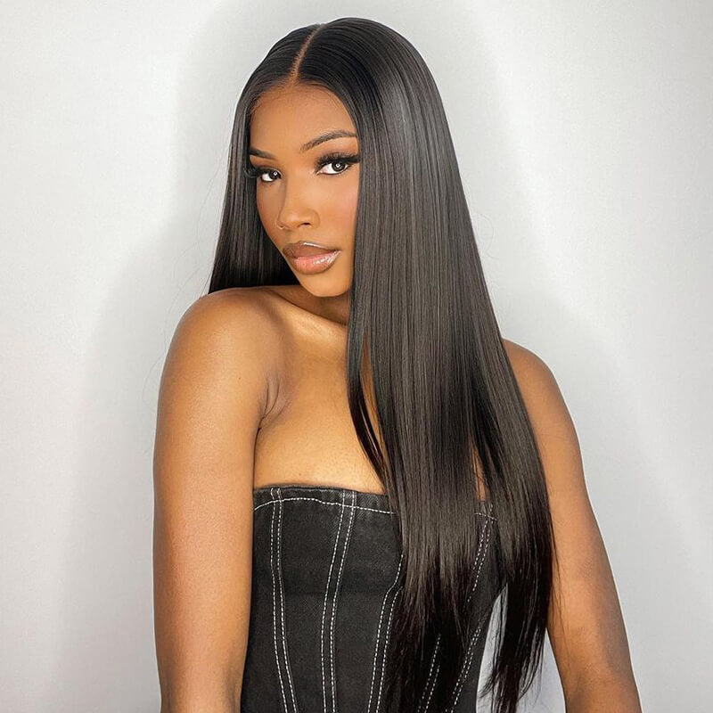 HD Lace Straight 13x4 Frontal Wig Invisible Swiss Lace Wig Real HD Lace Natual Black Free Part