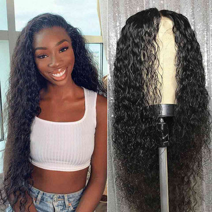 Deep Wave 13*6 Inch Lace Frontal Wig  Natural Black 210% Density Free Part Human Hair - arabellahair.com
