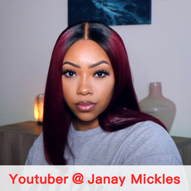 Burgundy Red Color Bob Wigs 4*4 Lace Wigs 1B99J Natural Straight Human Hair Bob Wigs Upgrade Transparent Lace 180% Density - arabellahair.com