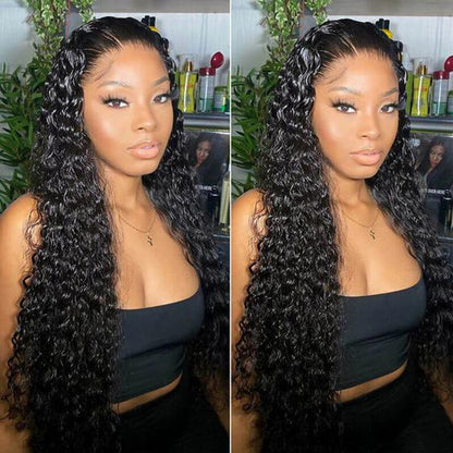 Long Length Curly Wig 32-40 Inch Transparent 13*4 Lace Frontal Wig Deep Wave Jerry Curly 180% Density - arabellahair.com