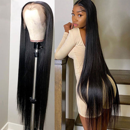 Long Length Wig 32-40 Inch Transparent Lace 13*4 Frontal Wig Straight Body Wave 180% Density - arabellahair.com