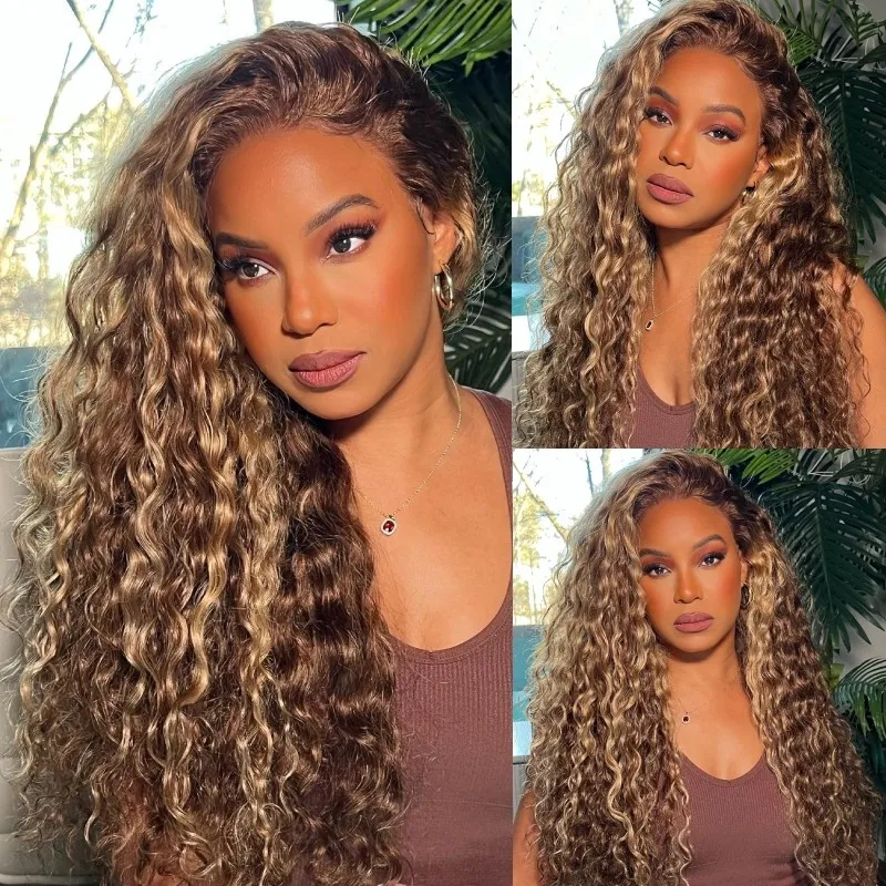 Piano Color Water Wave 13x4 HD Lace Frontal Wig Long Length 