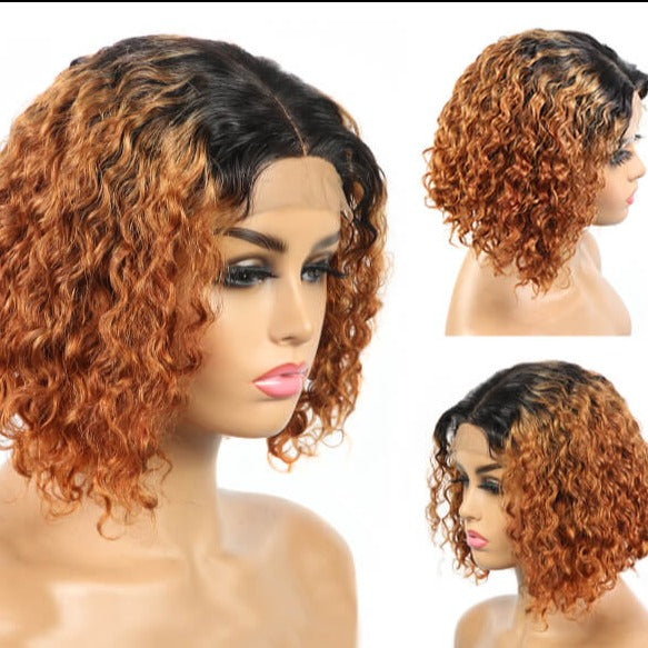 Ombre T1b/30 Color Wig 4*4 Lace Front Wig With Baby Hair 180% DensityHuman Hair Bob Wig - arabellahair.com