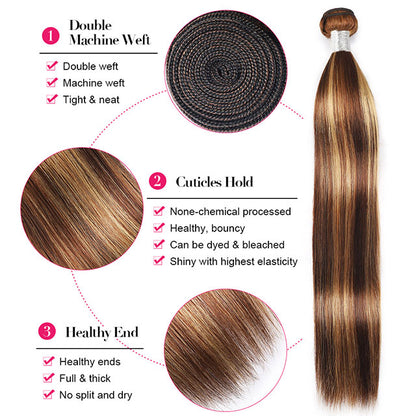P4/27 Highlight Body Wave Hair Bundles With Closure 3 Bundles with 4*4 HD Lace Closure - arabellahair.com