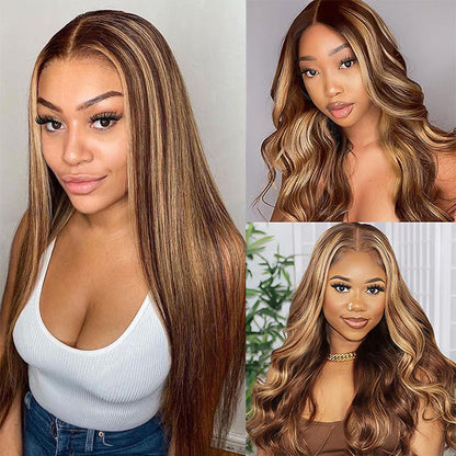 P4/27 Highlight Body Wave Hair Bundles With Closure 3 Bundles with 4*4 HD Lace Closure - arabellahair.com