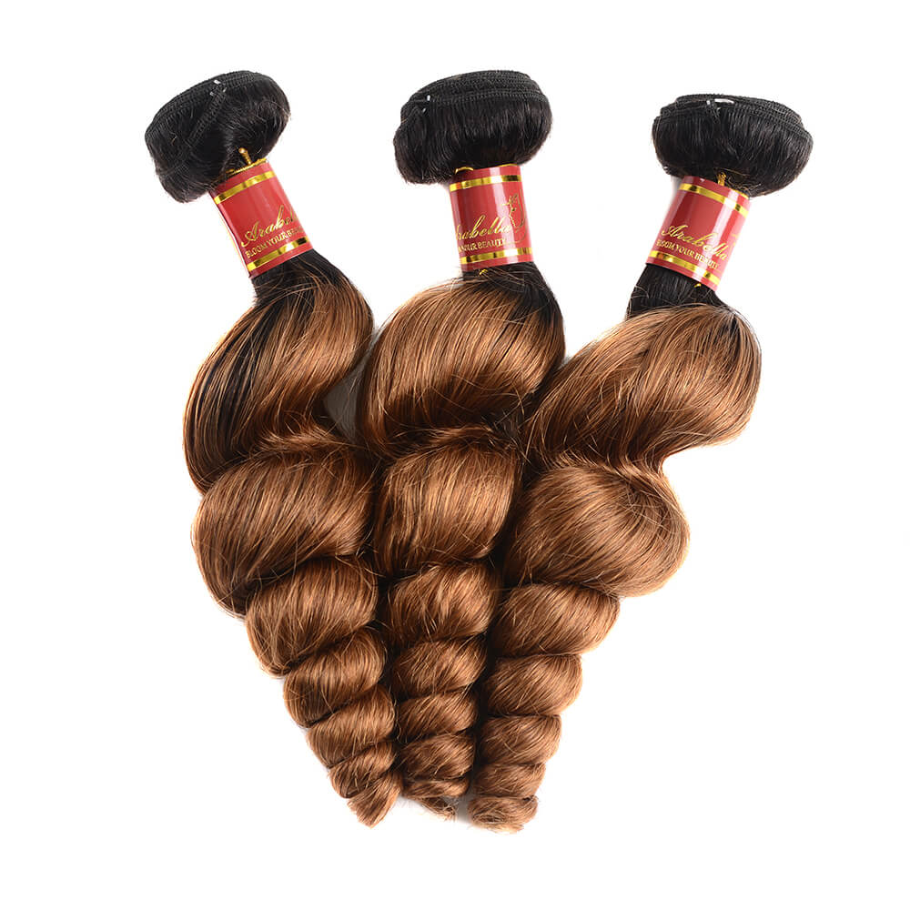 Brazilian Virgin Ombre T1b/30 Loose Wave 3 Bundles/pack - arabellahair.com