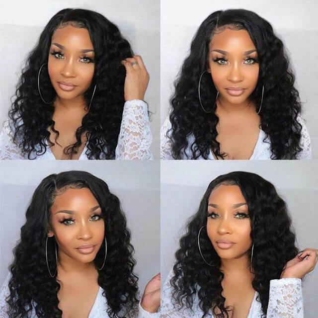 Loose Wave Transparent Lace 13*4 Inch Lace Frontal Wig Human Hair Wigs High Density Natual Black Free Part 210% Density - arabellahair.com